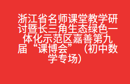 浙江省名师课堂教学研讨暨长三角生态绿色一体化示范区嘉善第九届“课博会”（初中数学专场）